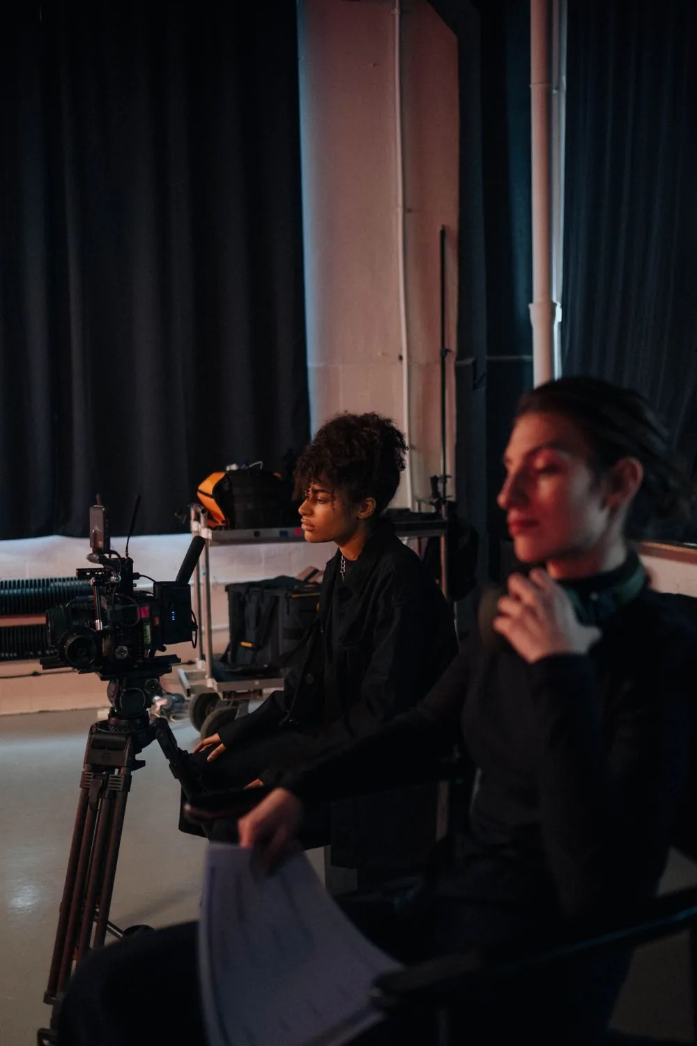 Filmmaker operating a professional cinema camera